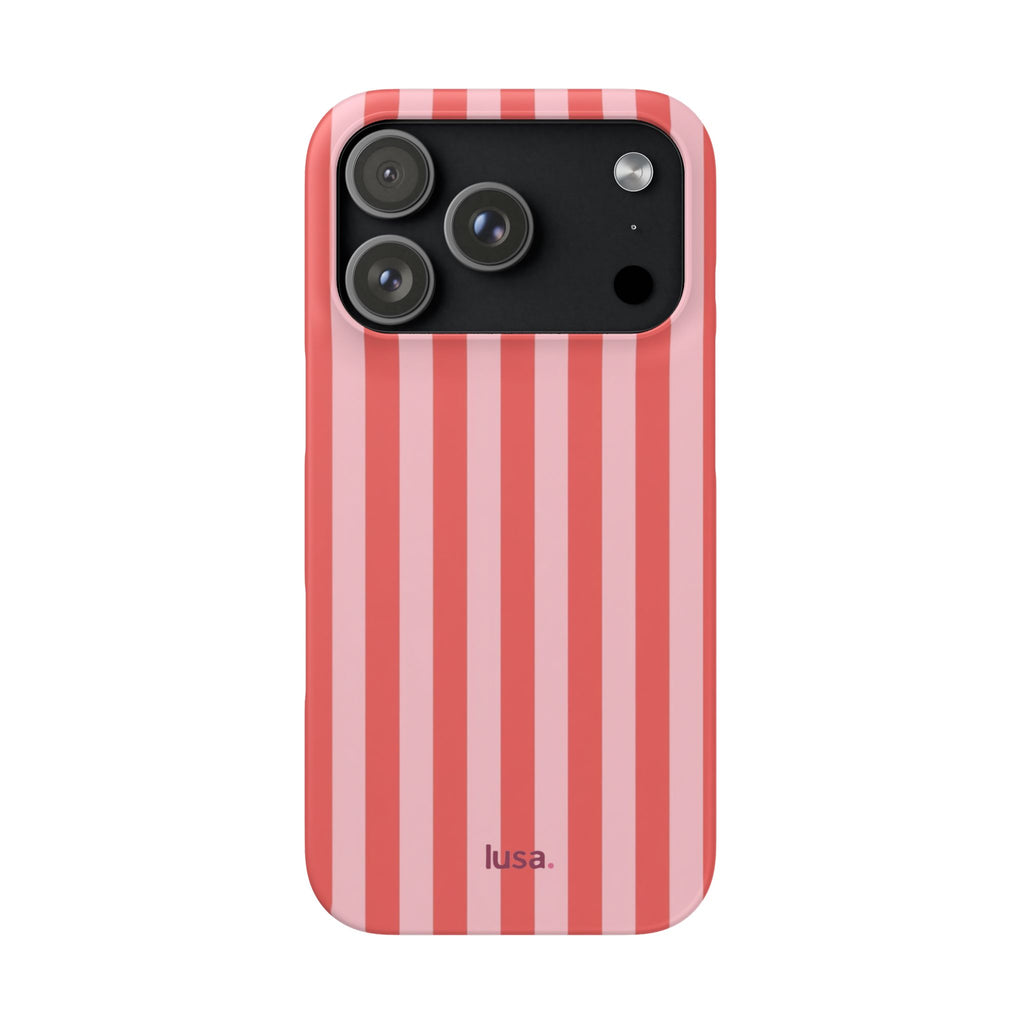 Pink Striped Phone Case — Coral Vertical Stripe Snap Case