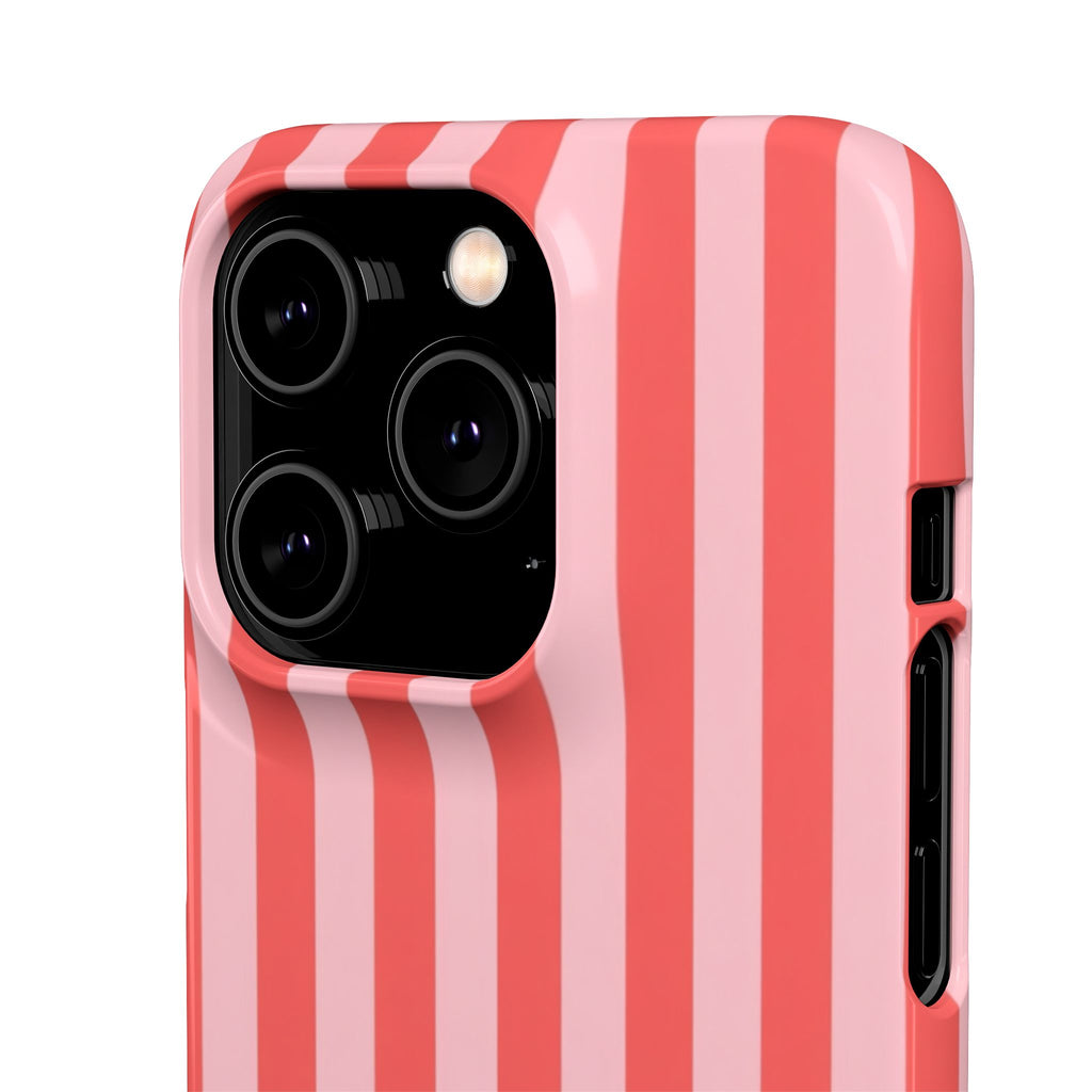 Pink Striped Phone Case — Coral Vertical Stripe Snap Case